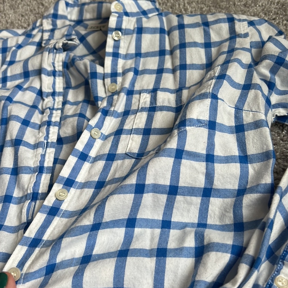 J. CREW - white blue window pane flannel - Picture 2 of 4